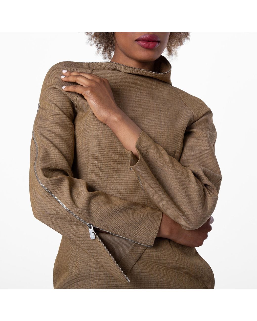 Burberry Natural Tailored Wool Zipped Mini Dress, Brand Size 8 Us