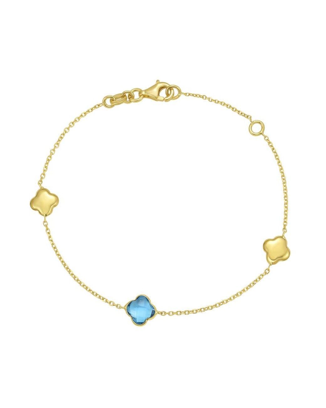 Kylie Harper Metallic Ladies 14K Swiss Topaz Clover Gemstone Station Bracelet for men
