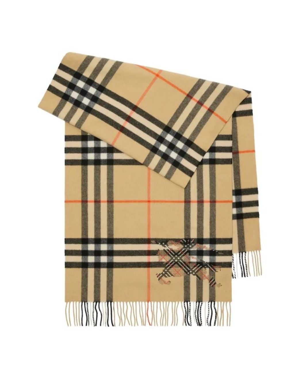 Burberry Metallic Wide Cross Stitch Knight Check Cashmere Scarf for men