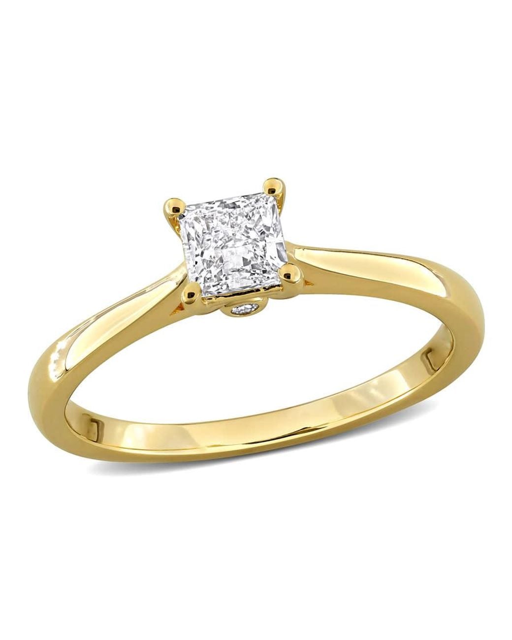 Created Forever Metallic 1/2Ct Tw Princess-Cut Lab-Grown Diamond Solitaire Engagement Ring With Side Accents for men