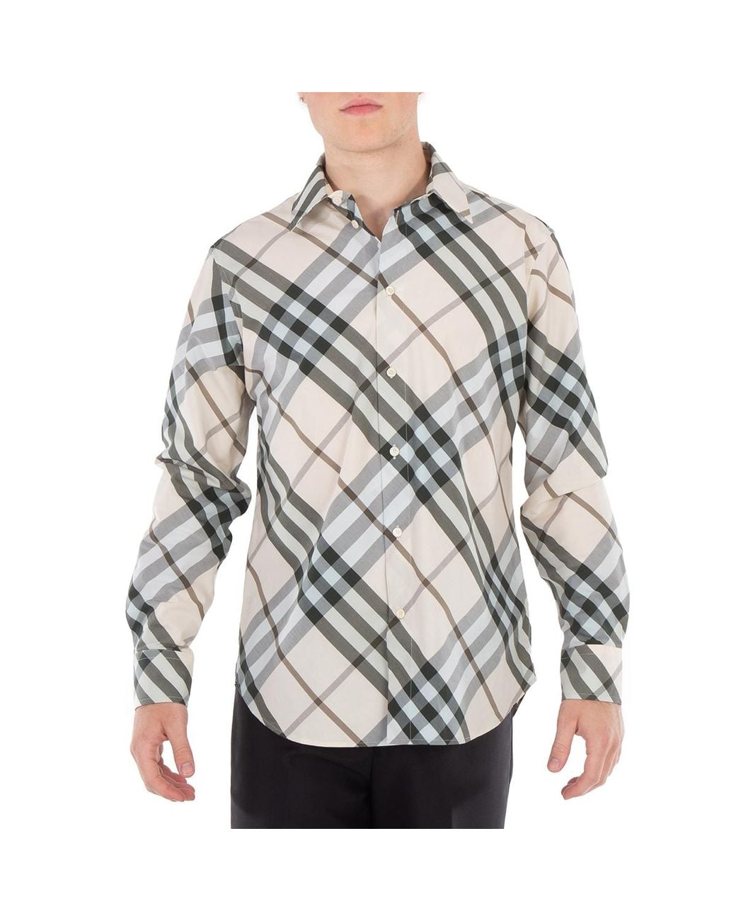 Burberry Gray Nova Check Jacquard Classic Collar Shirt for men