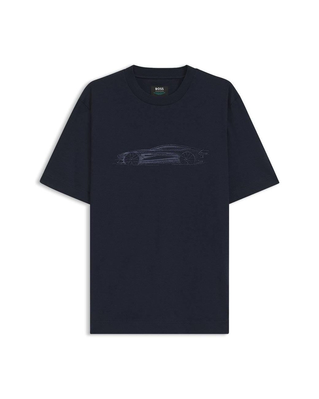 Boss Blue Boss X Aston Martin Mercerised-Cotton T-Shirt With Car Artwork for men