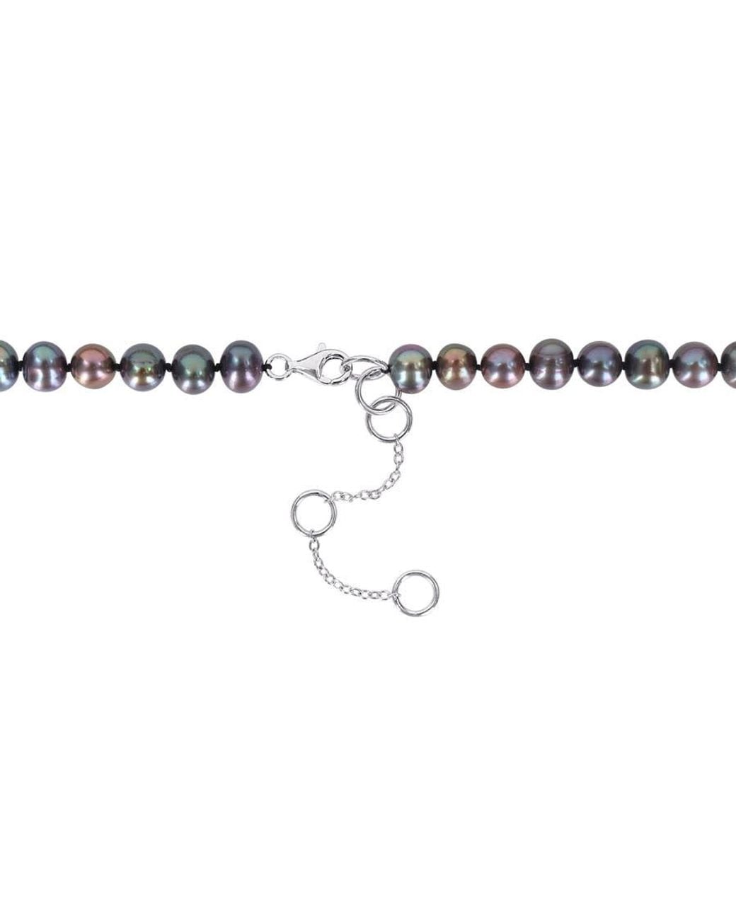 Amour Metallic 7-7.5Mm Cultured Freshwater Pearl And Diamond Accent Necklace With Large Lobster Clasp for men