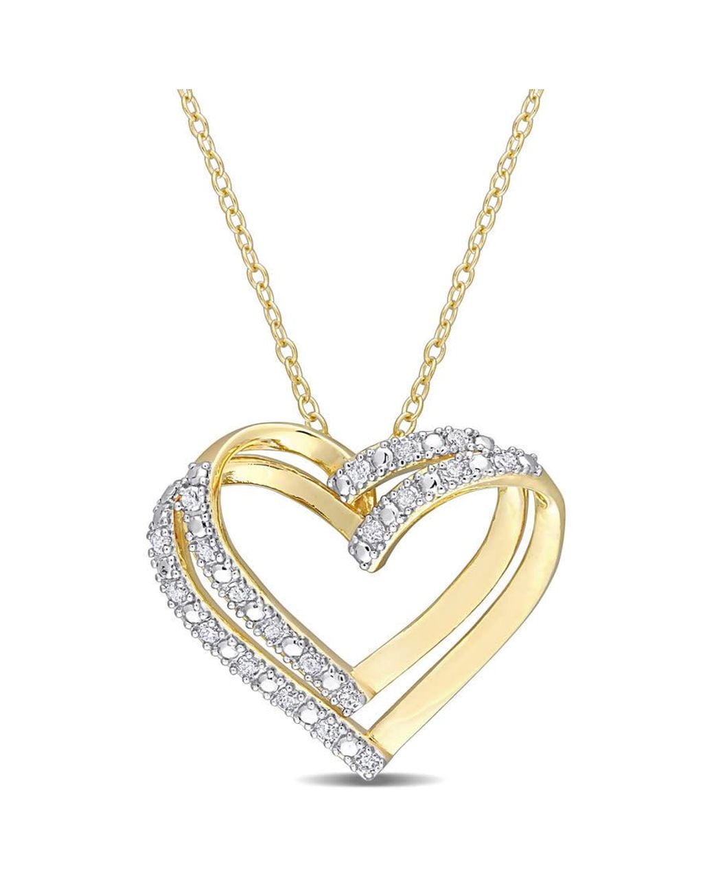 Amour Metallic 1/5 Ct Tw Diamond Open Heart Pendant With Chain for men