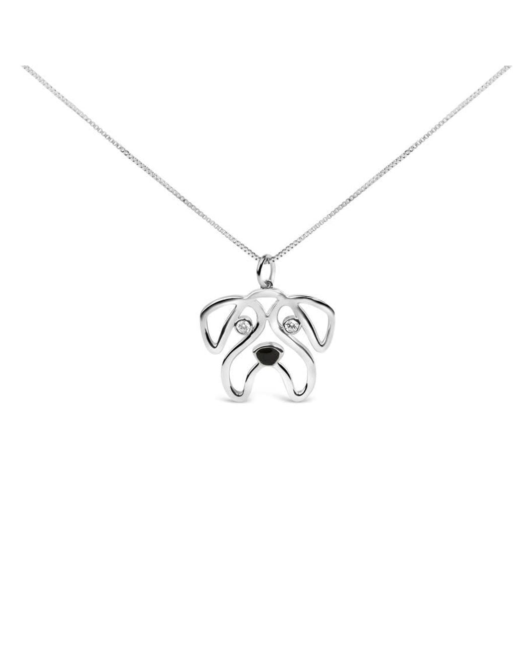 Haus of Brilliance Metallic 925 Sterling Diamond Accent Pug Dog Pendant Necklace (I-J Color, I2-I3 Clarity) for men