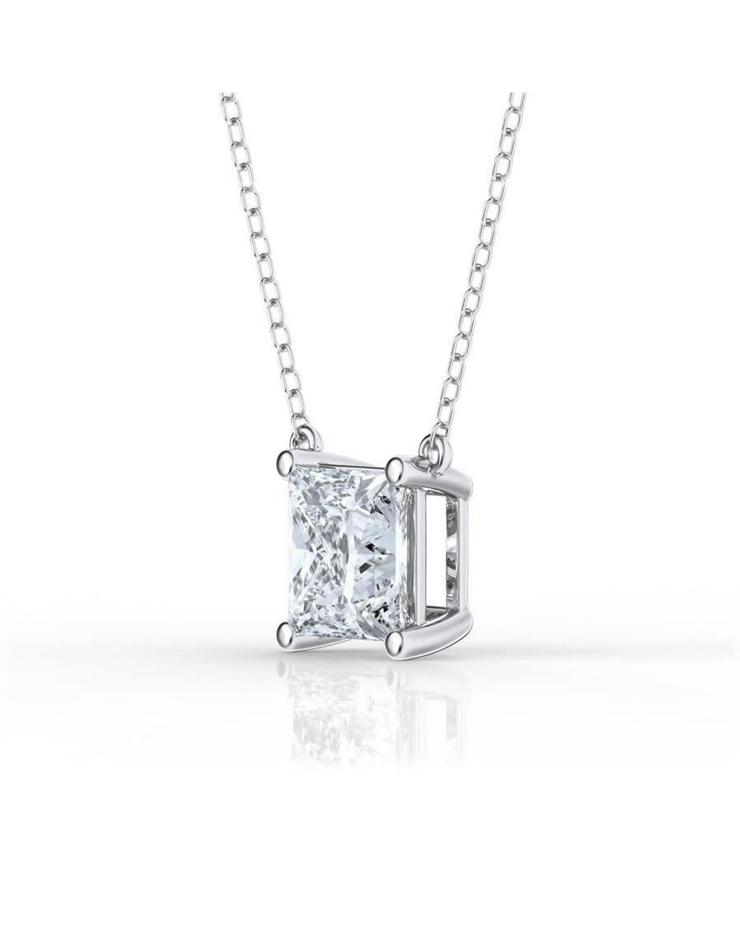 Brilliant Diamond Metallic 2 Carat Princess Lab Grown Diamond Pendant Necklace for men