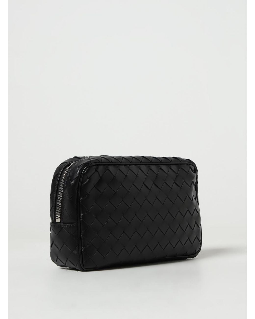 Bottega Veneta Black Intrecciato Leather Pouch With Wristlet for men
