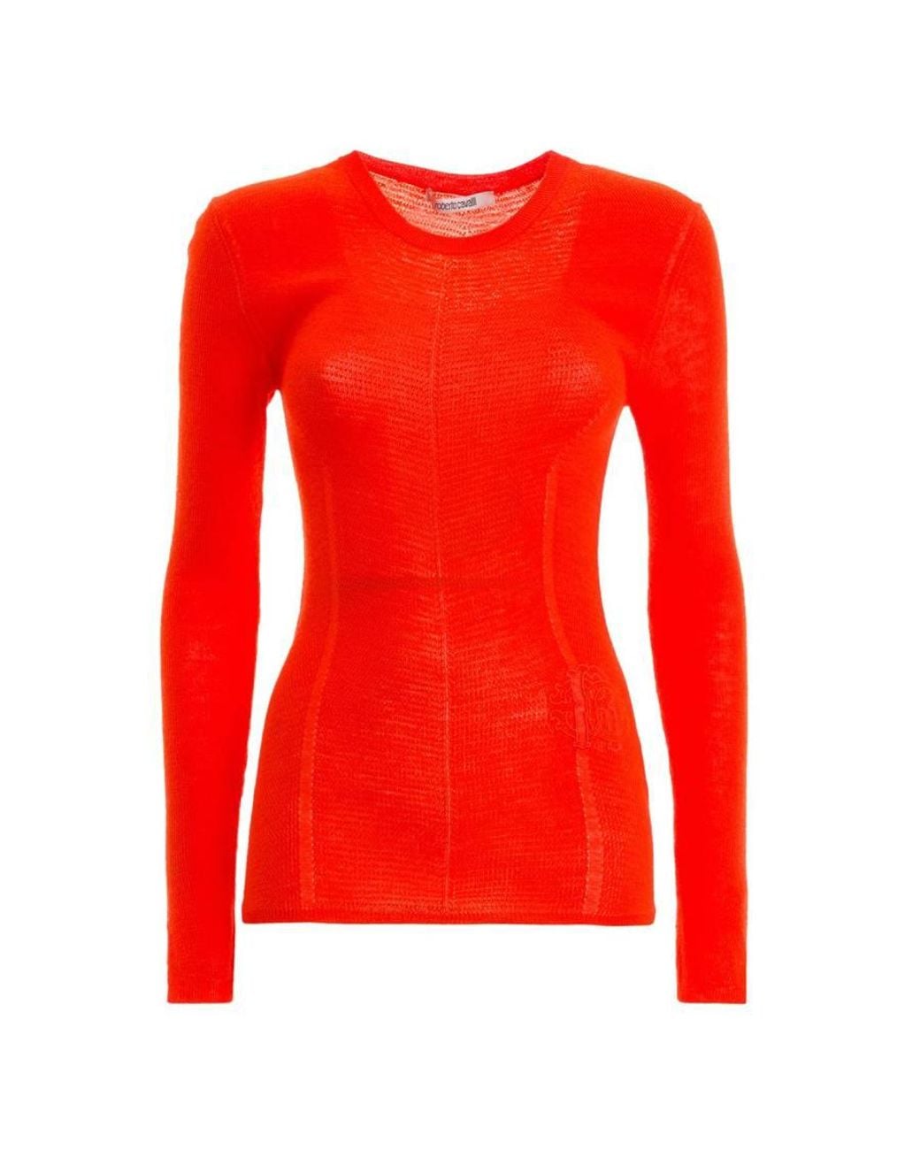 Roberto Cavalli Red Crewneck Wool-Blend Sweater, Brand Size 40 Us for men