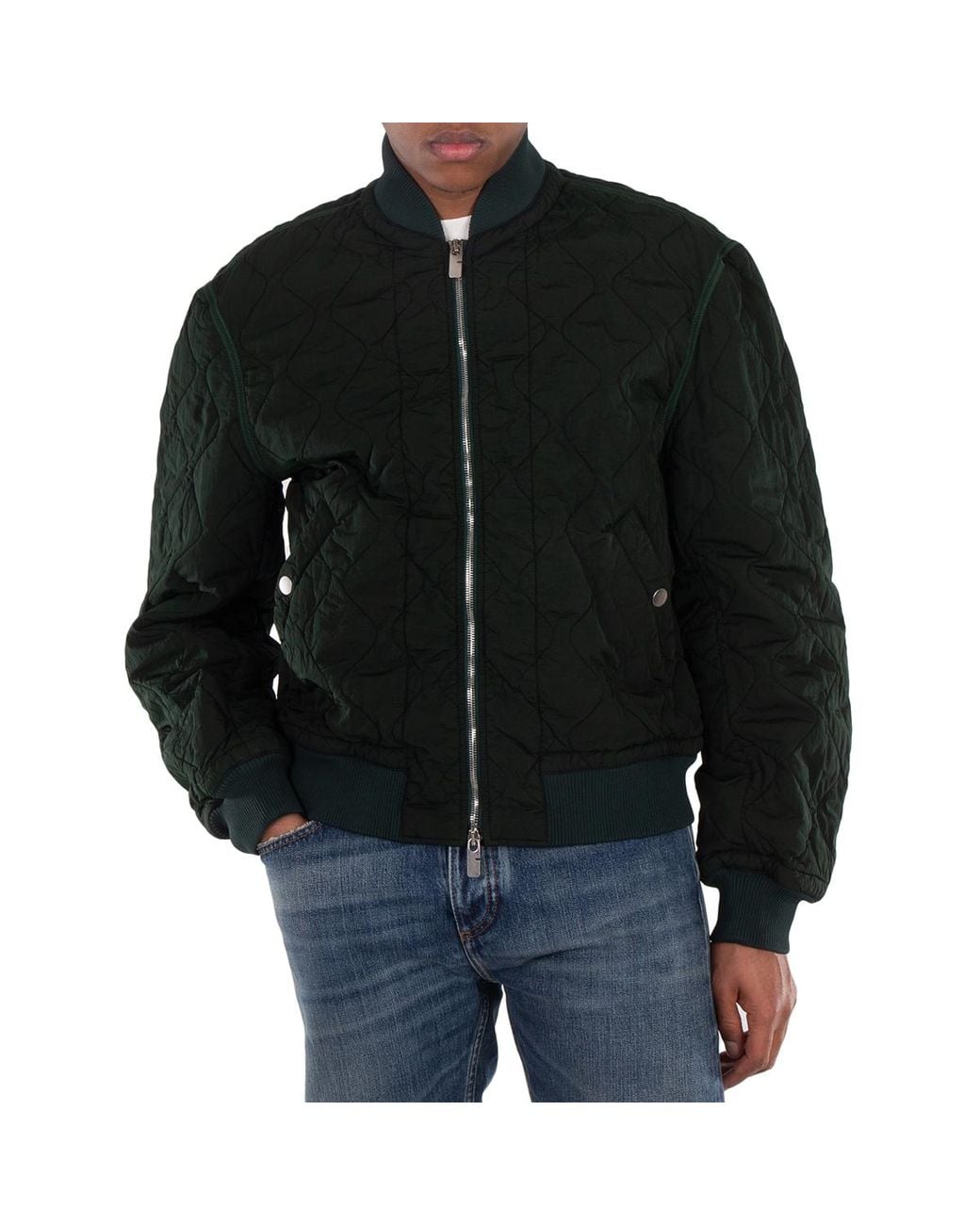 Burberry Green Quilted Long Sleeve Bomber Jacket for men