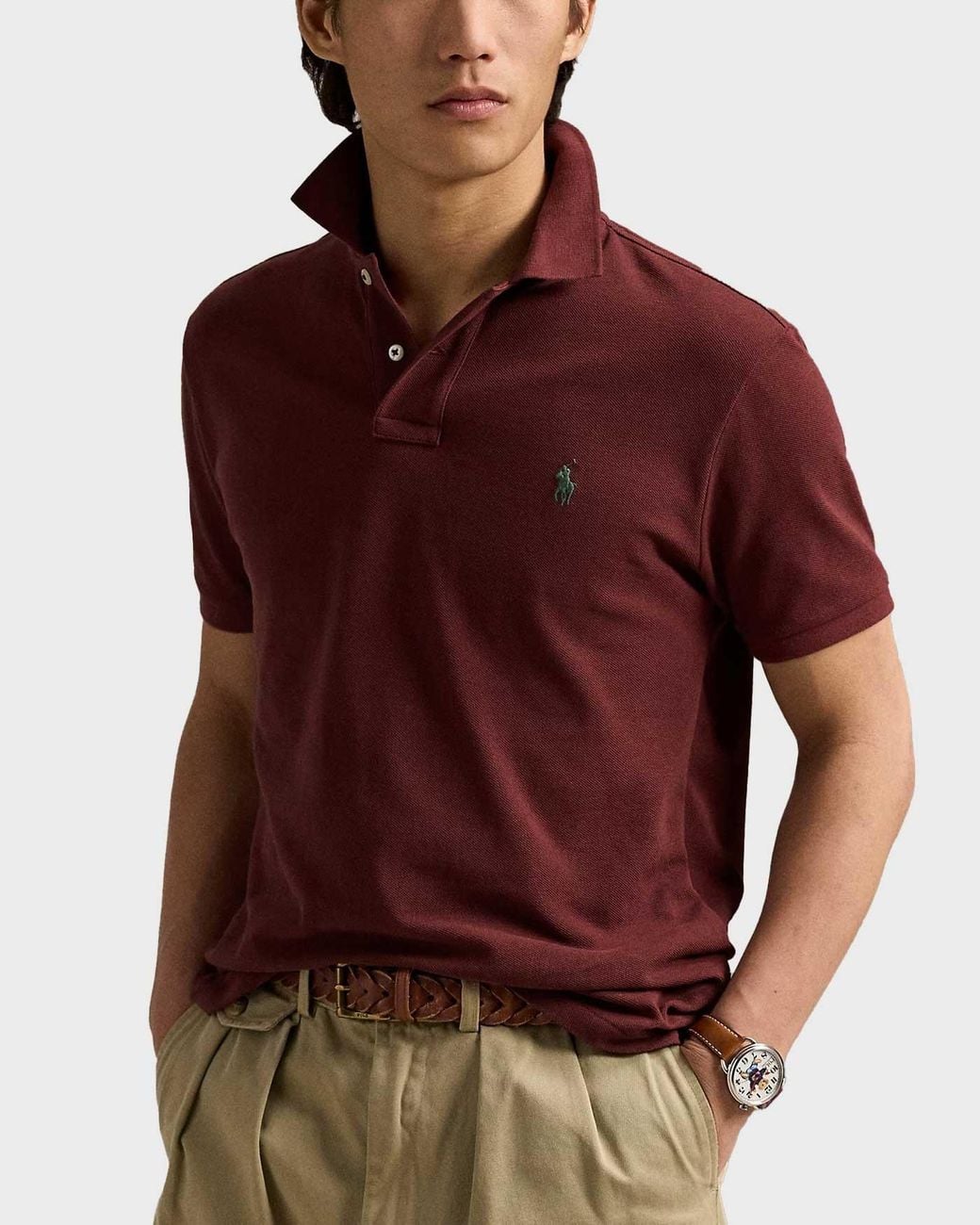Polo Ralph Lauren Red Custom Slim Fit Mesh Polo Shirt for men