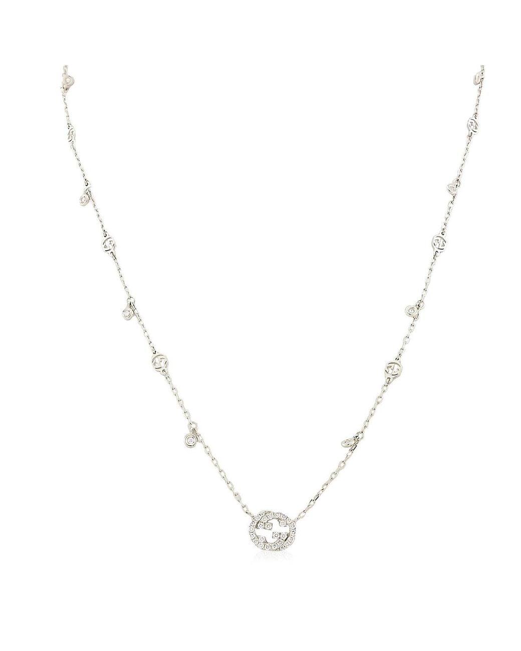 Gucci Metallic Interlocking G 18Ct 0.27Ct Diamond Necklace for men
