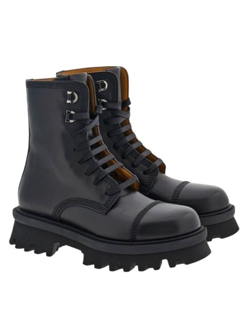 Ferragamo Black Faraway Chunky Combat Boots for men