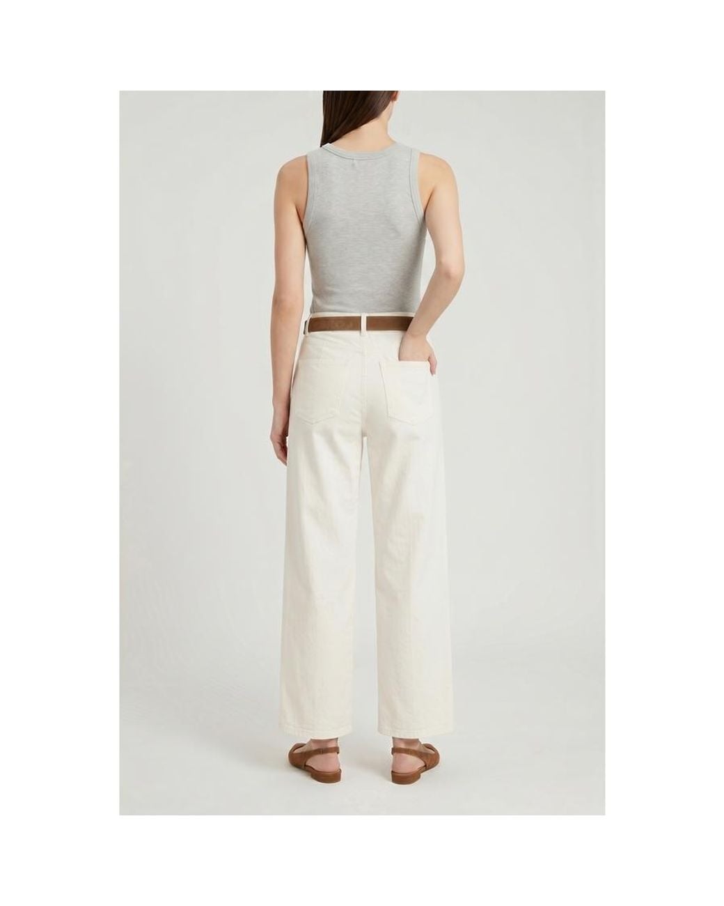Brunello Cucinelli White Off Wide Leg Trousers, Brand Size 46 (Us