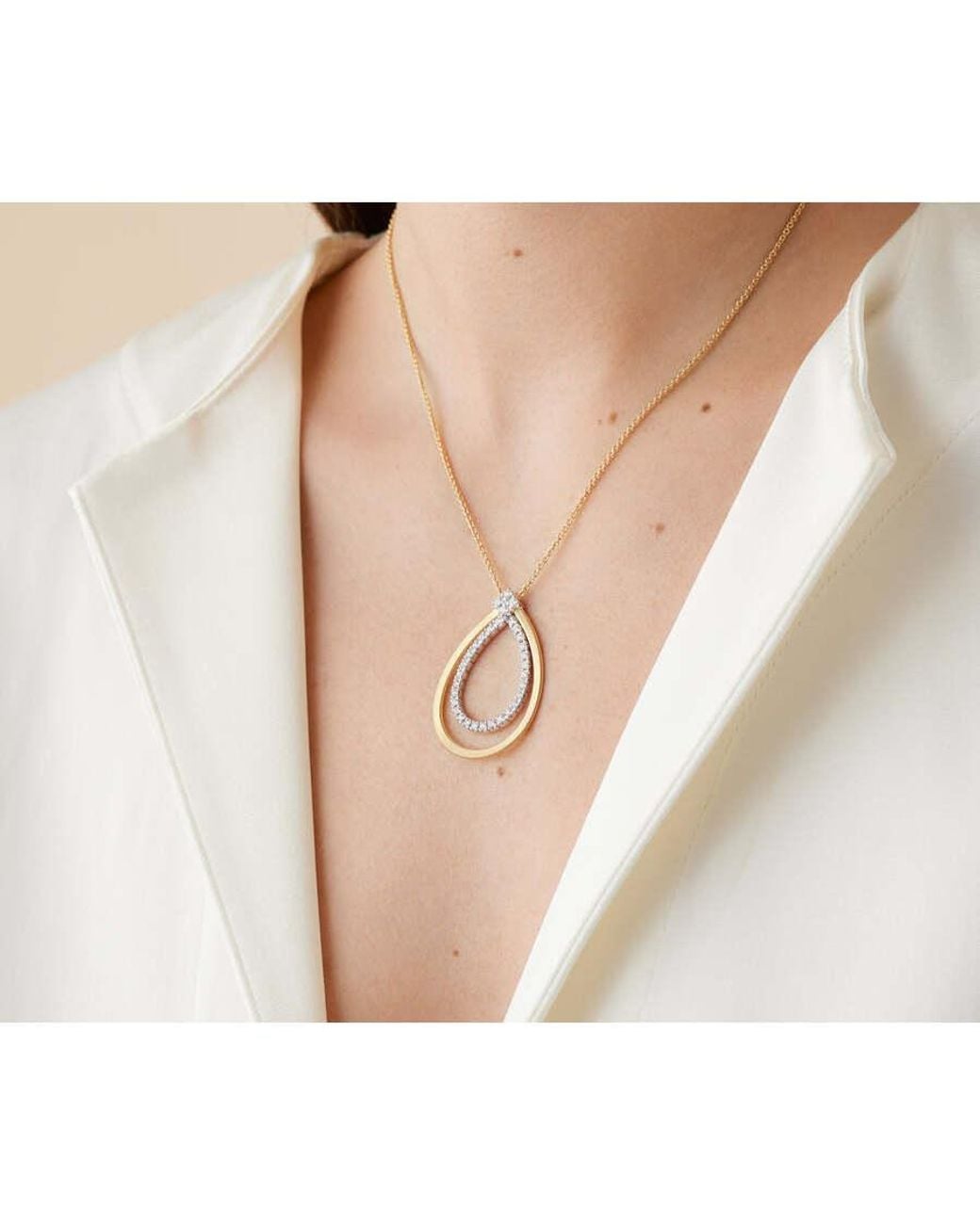 Marco Bicego White 18K Pendant Necklace With Diamonds Cg856_B_Yw_M5 for men