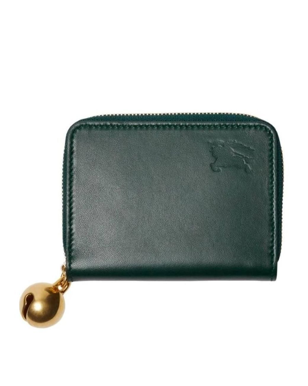Burberry Green Ekd Leather Zip Wallet for men