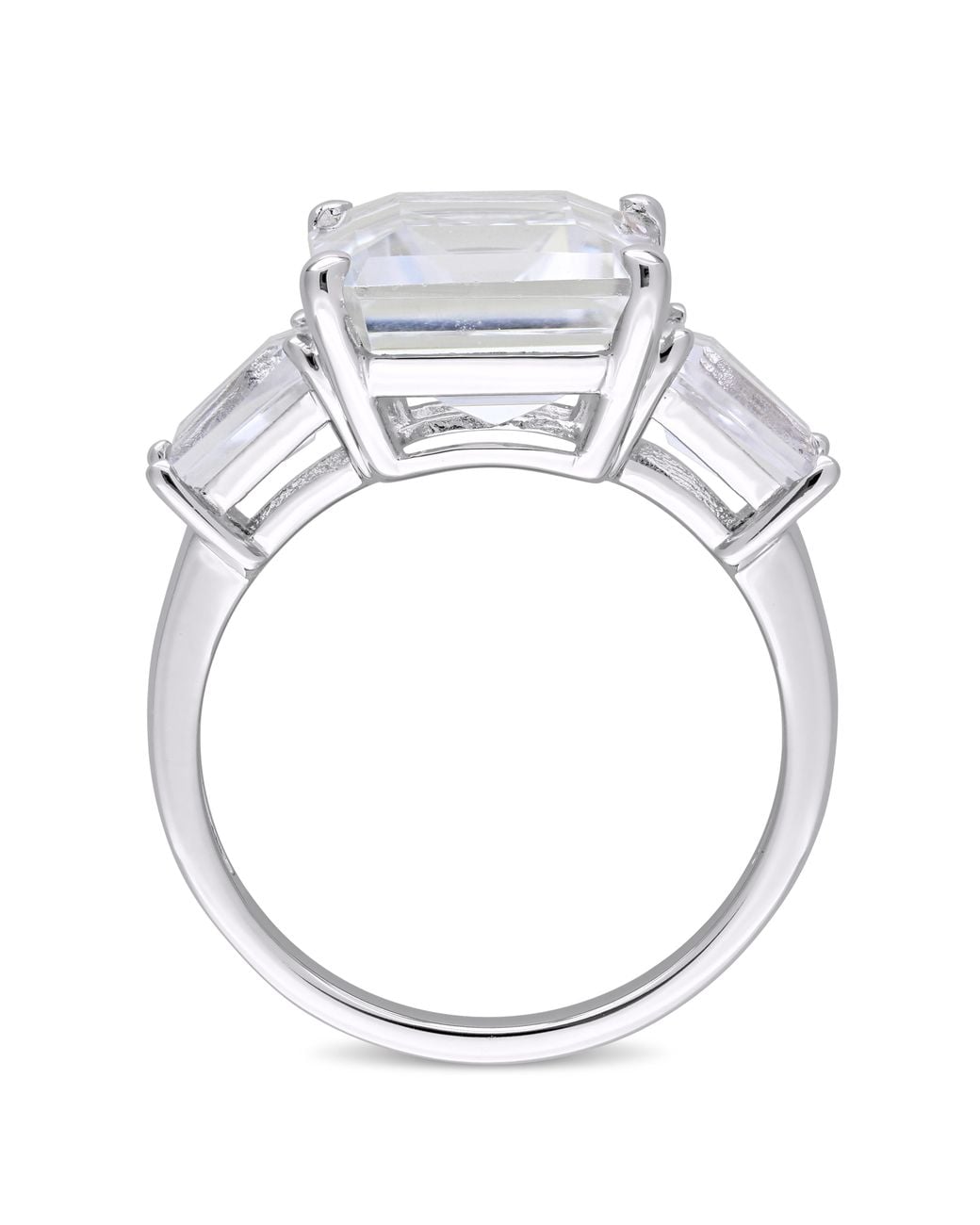 Amour Metallic 8 7/8 Ct Tgw Emerald And Tapered-Cut Topaz 3-Stone Ring for men