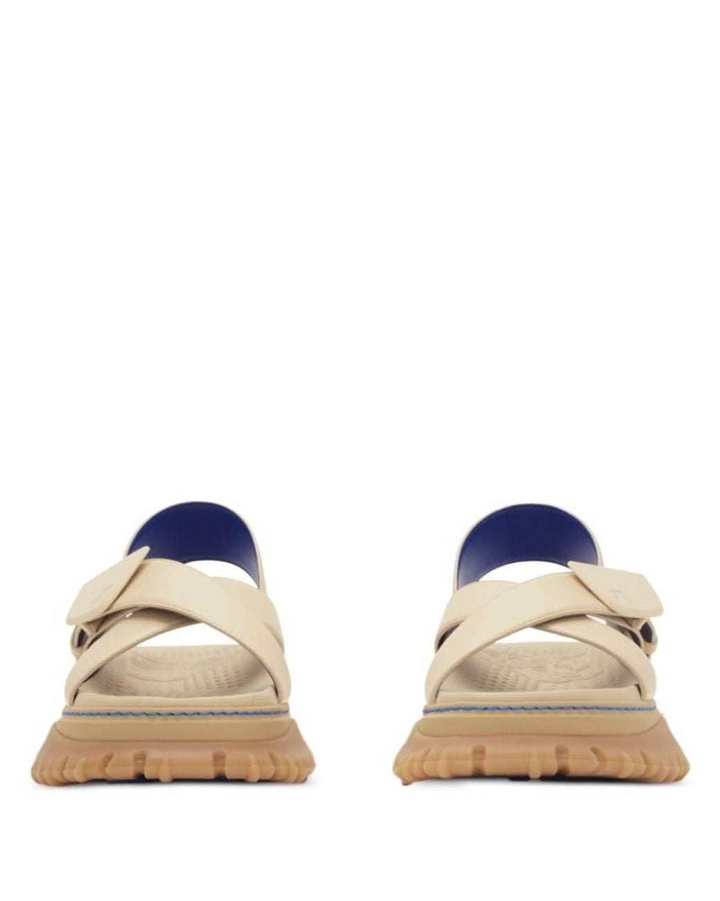 Burberry Natural Equestrian Knight Crossover Leather Sandals, Brand Size 41 Us for men