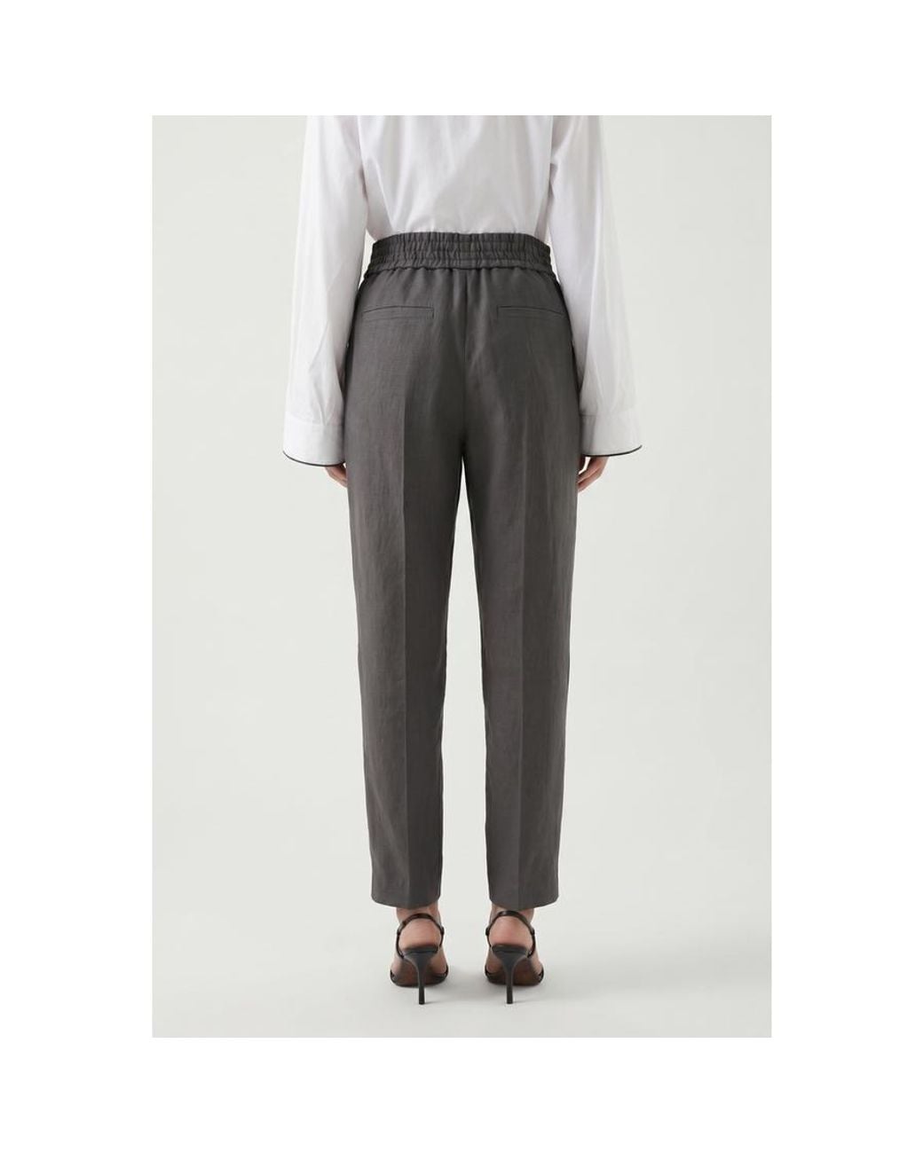 Brunello Cucinelli Gray Dark Linen Blend Trousers, Brand Size 44 (Us for men