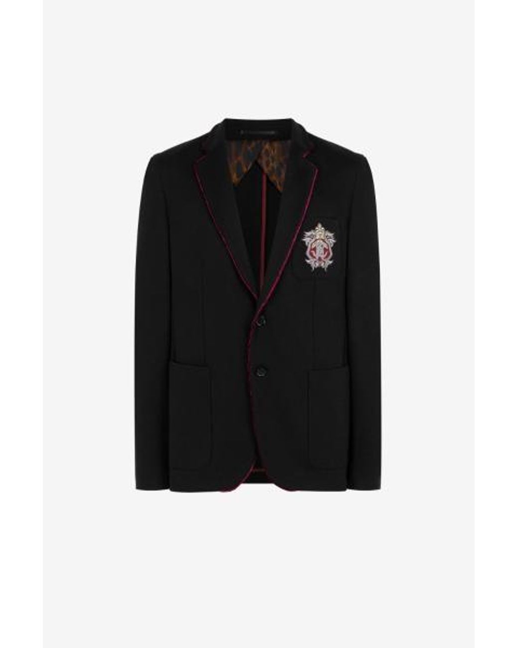 Roberto Cavalli Black Crest-Embroidered Deconstructed Blazer, Brand Size 50 Us for men