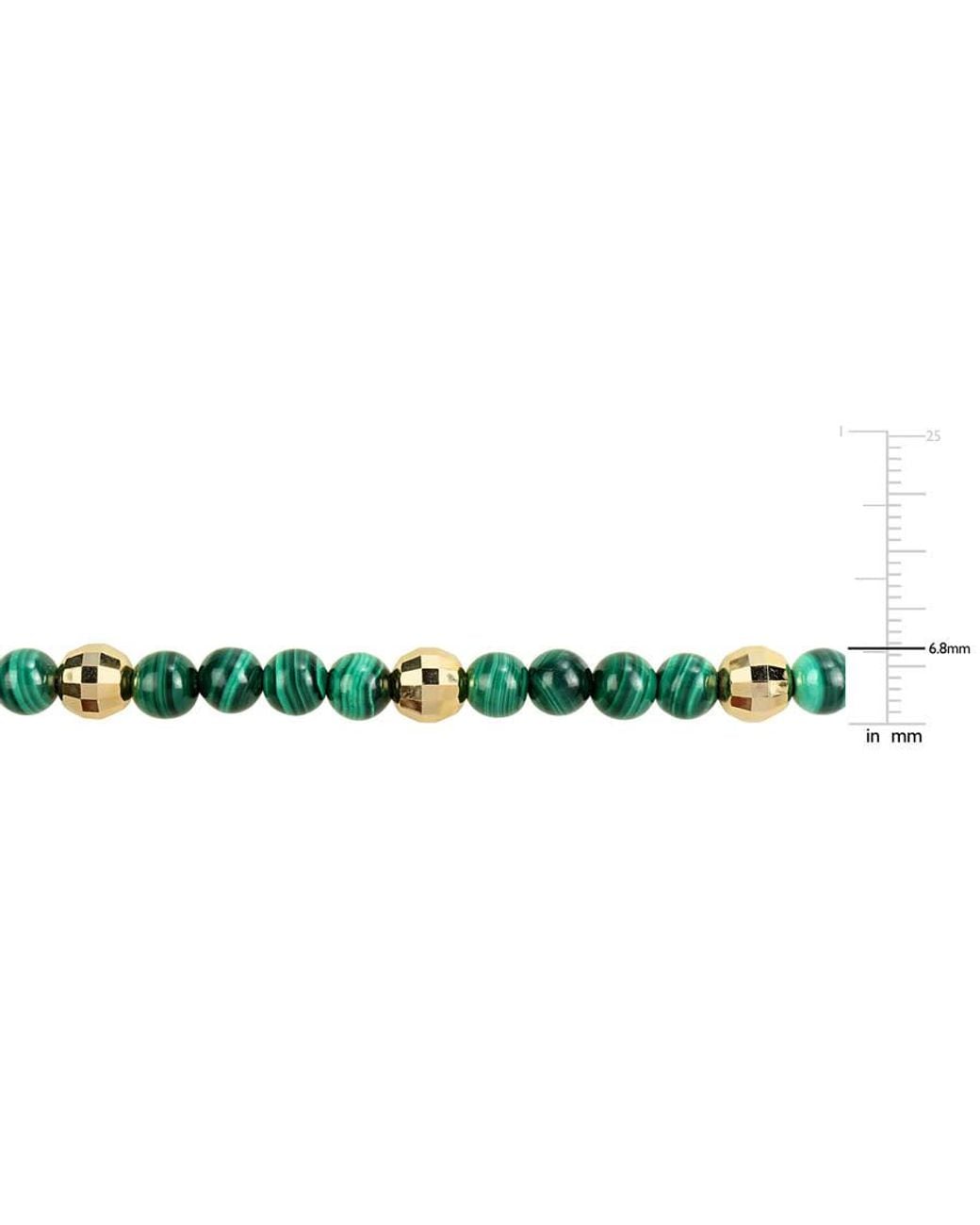 Amour Green 19 1/5Ct Tgw Malachite Plated Sterling Stretchable Bead Bracelet for men