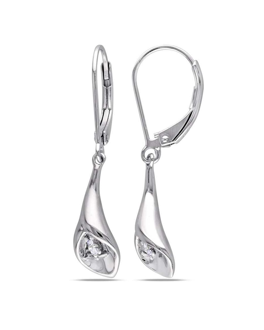 Amour White Diamond Calla Lily Leverback Earrings for men
