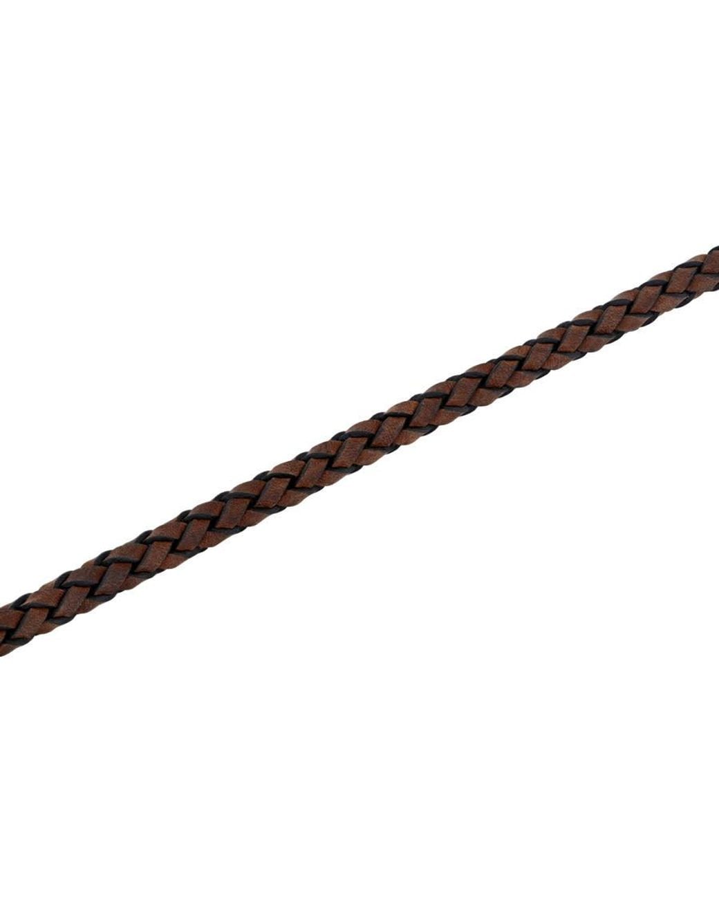 Robert Alton Brown Stainless Steel & Leather Braid Bracelet With Fancy Clasp Bracelet for men