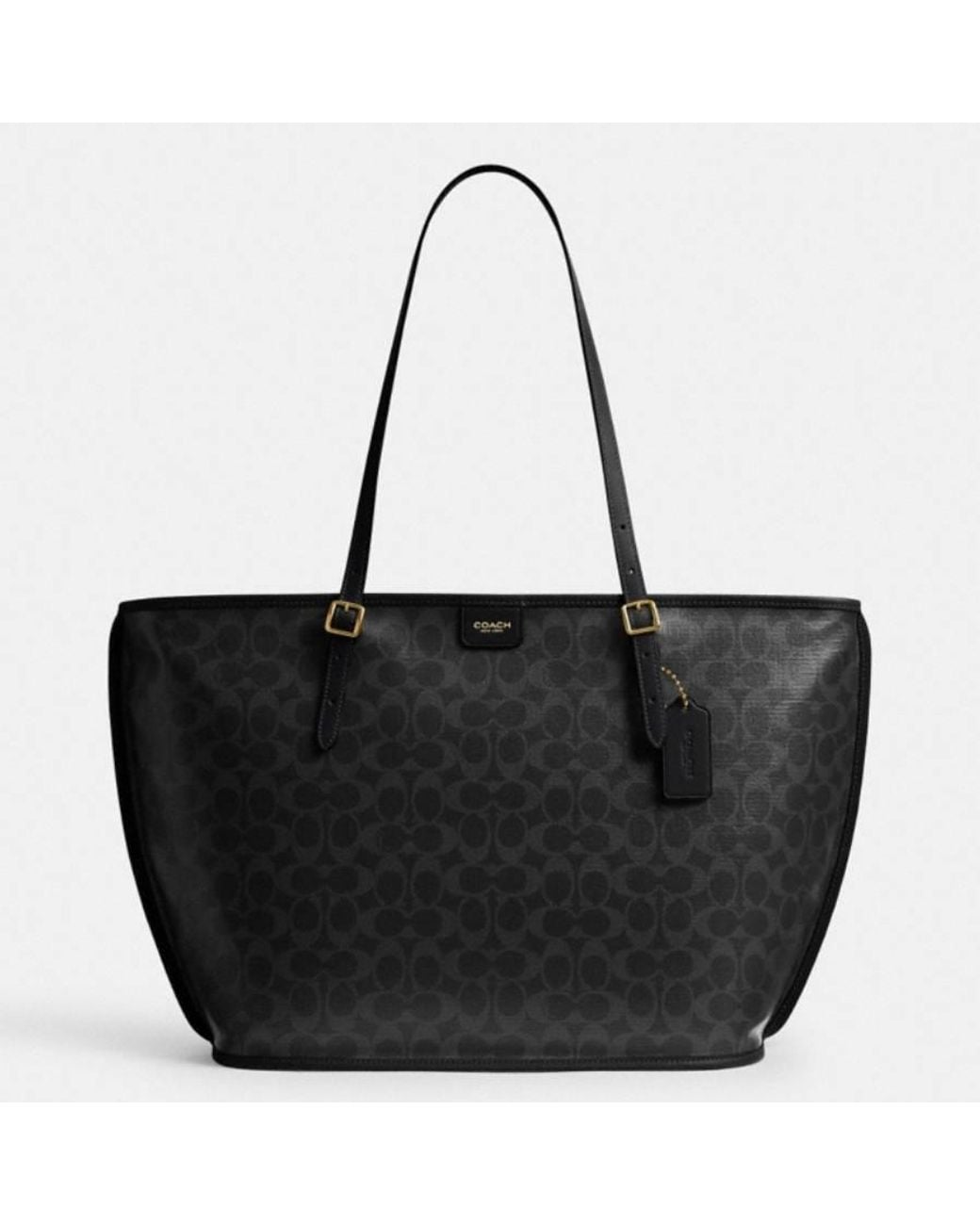 COACH Black Signature Canvas Taxi Tote Bag for men