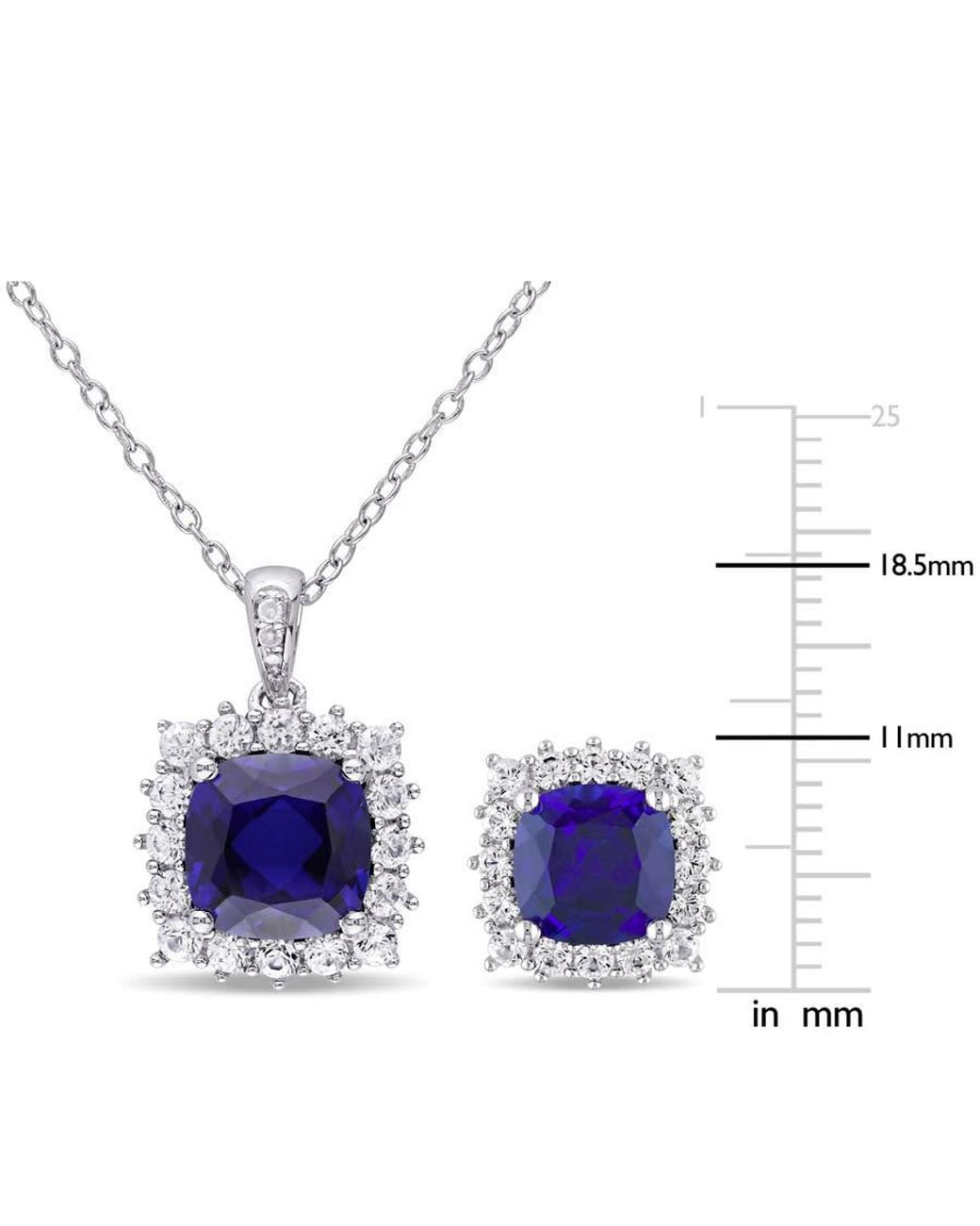 Amour White 2-Pc Set Of 8 1/2 Ct Tgw Created Sapphire, Created Sapphire Earrings And Pendant With Diamond Accent And Chain for men