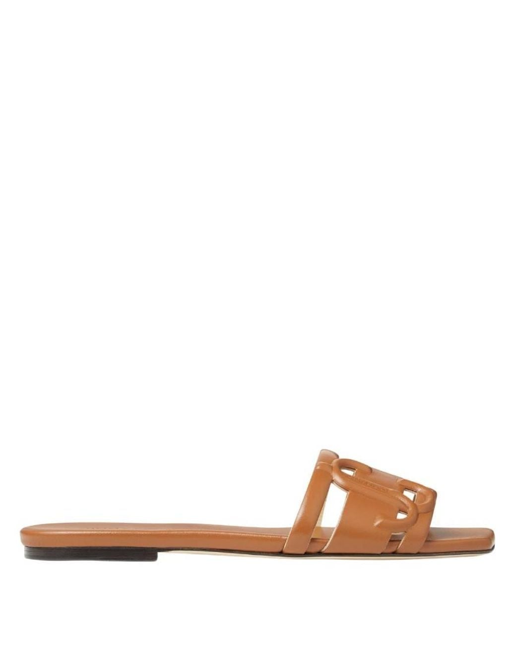 Jimmy Choo Brown Laran Nappa Leather Slides, Brand Size 34.5 Us