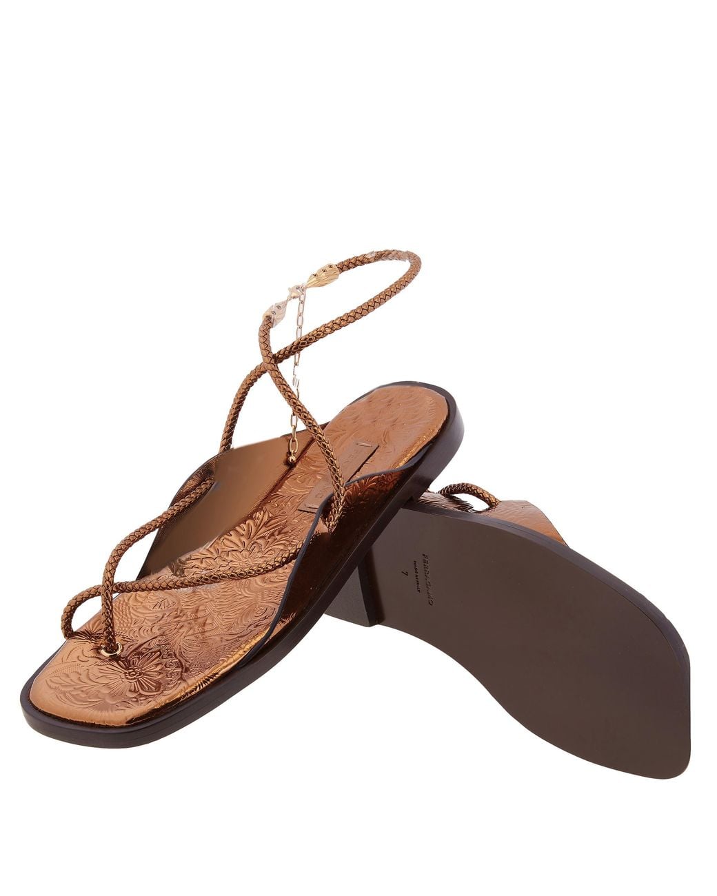 Ferragamo Brown Riace Strappy Flat Sandals