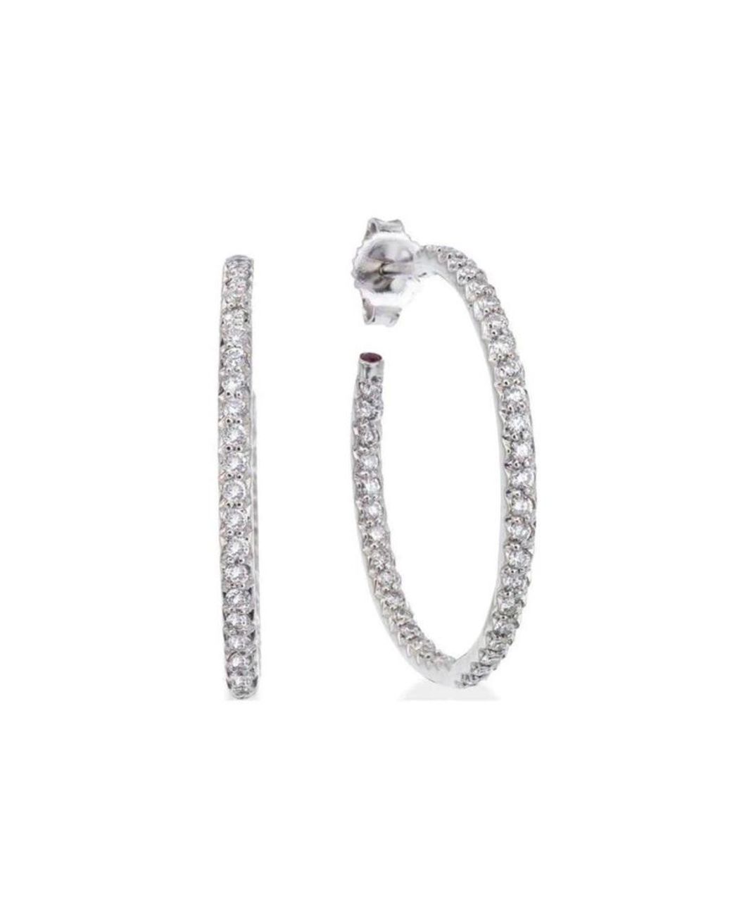 Roberto Coin White 18K Diamond Hoop Earrings for men