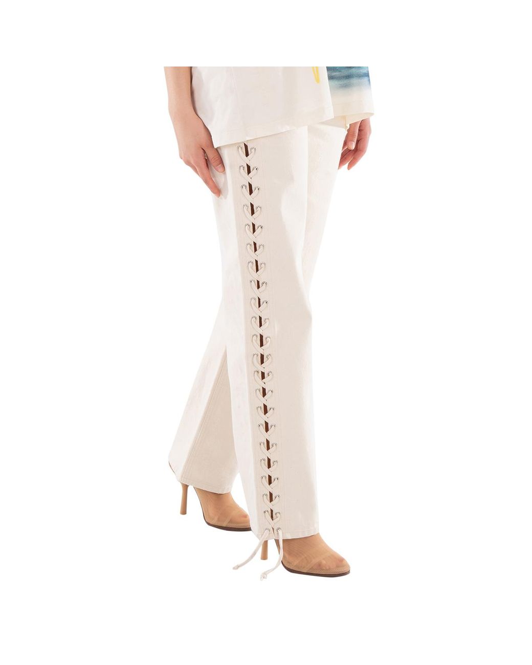 Stella McCartney White Ladies Mid-Rise Straight-Leg Jeans for men