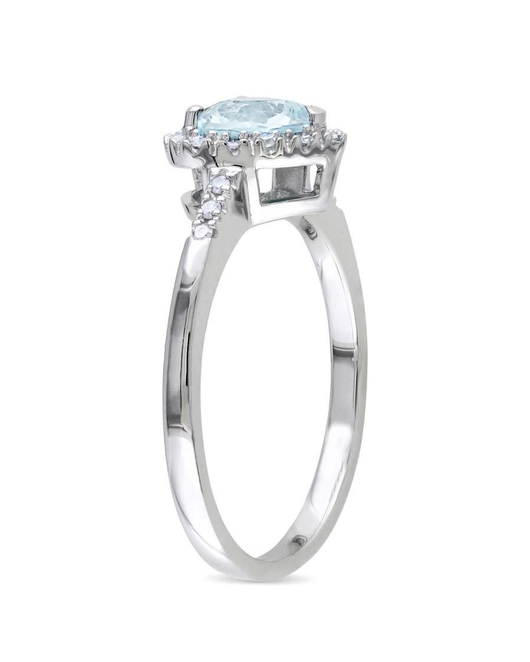 Amour Metallic 1/10 Ct Tw Diamond And Aquamarine Heart Halo Ring for men