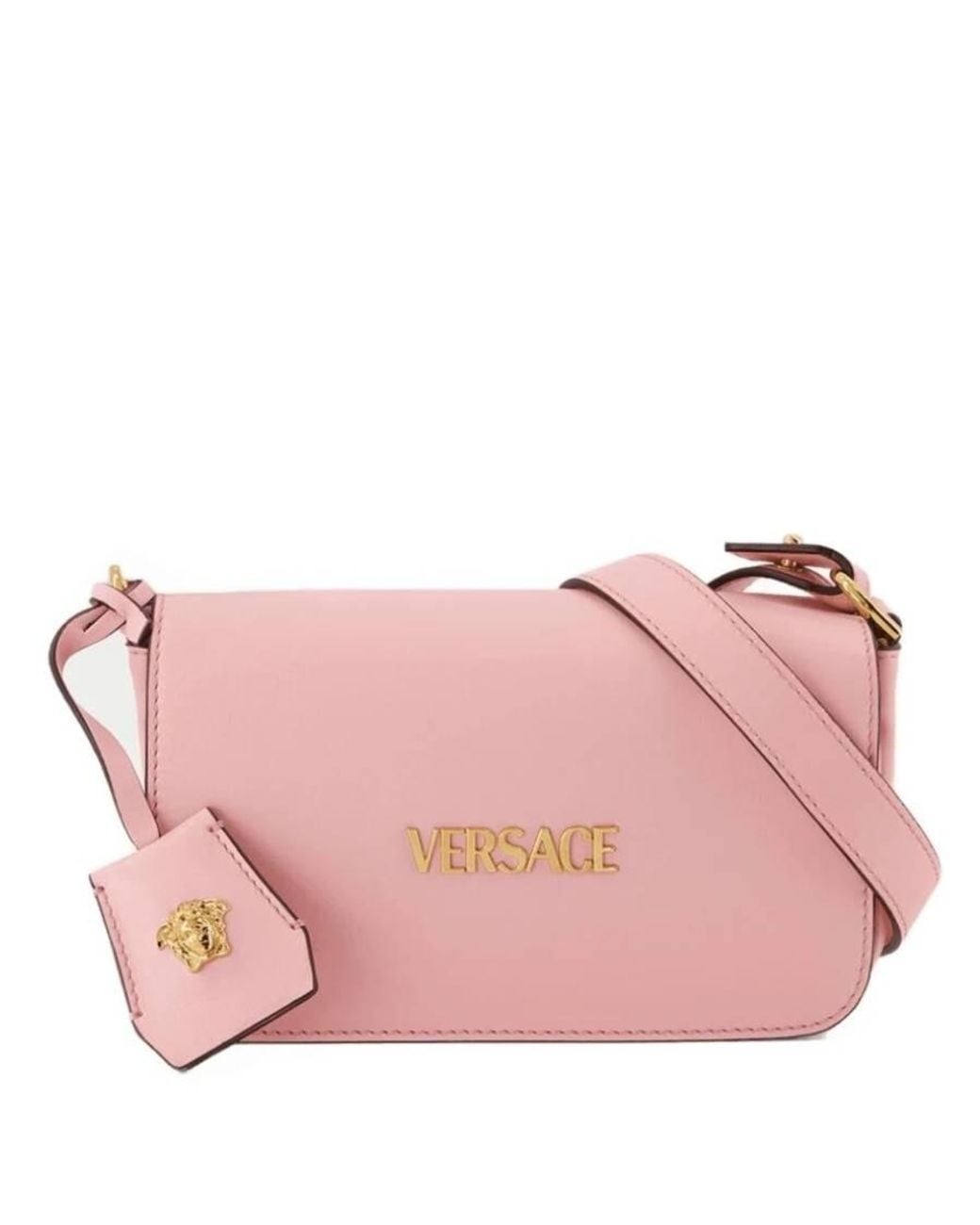 Versace Pink Tag Foldover Top Mini Shoulder Bag