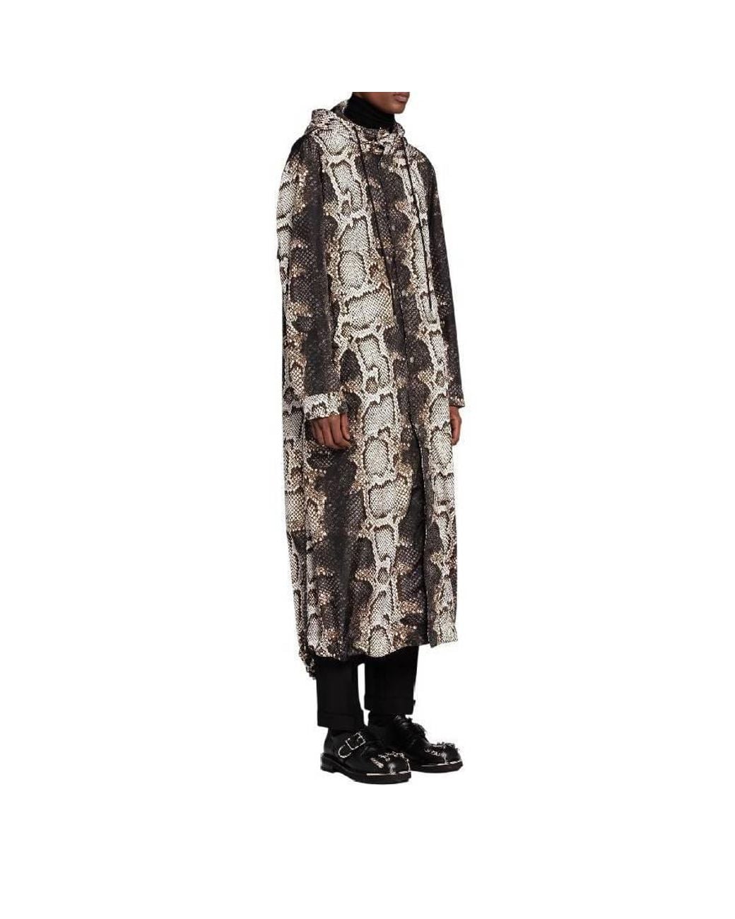 Roberto Cavalli Brown Phyton Print Hooded Coat, Brand Size 46 Us for men