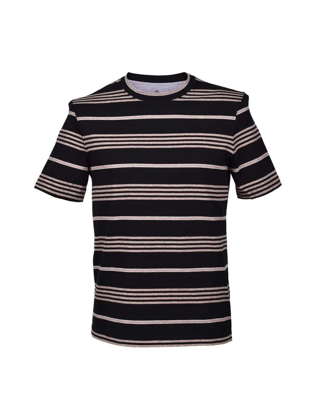 Brunello Cucinelli Black Striped Crew Neck T-Shirt, Size Small for men