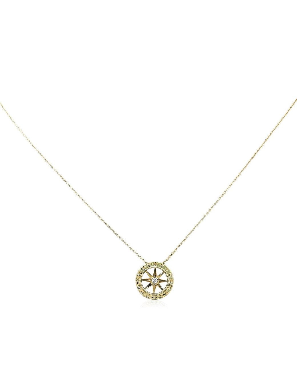 Roberto Coin Metallic 18Ky Diamond Compass Pendant 0.03Ct for men