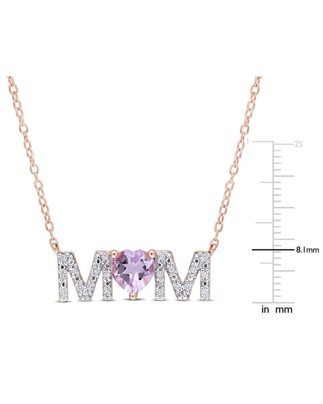 Amour Metallic 3/5 Ct Tgw Heart Rose De France And 1/10 Ct Tdw Diamond "Mom for men