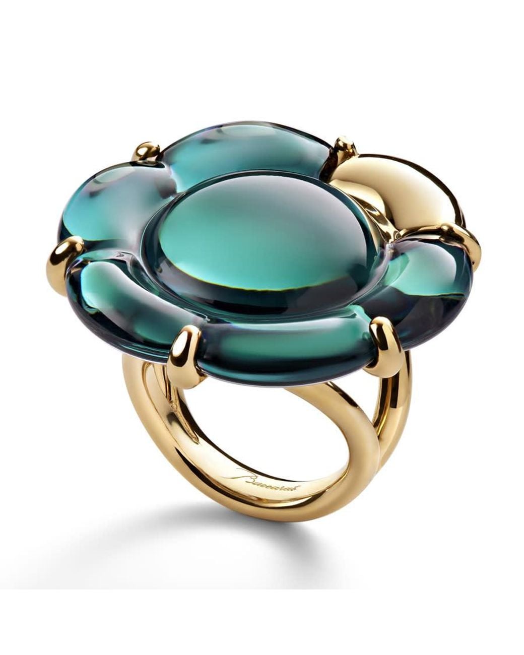 Baccarat Blue 's B Flower Vermeil Green Crystal Ring 2807624 for men