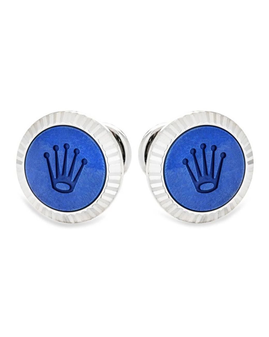 Rolex Blue 18 Kt Fluted Cufflinks for men