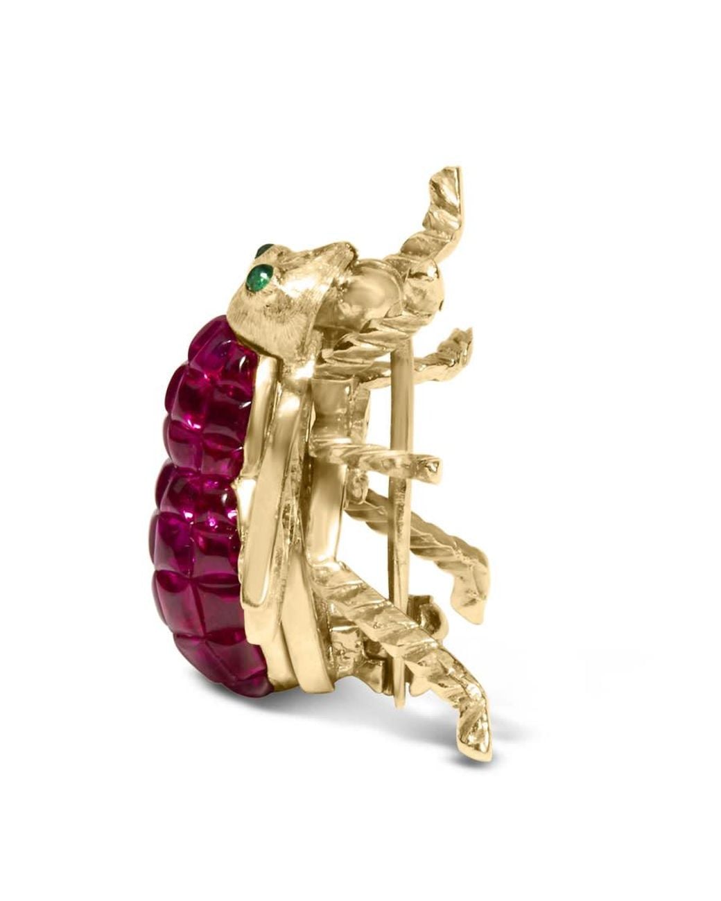 Haus of Brilliance Yellow 18K 3/8 Cttw Diamond And 6 3/4 Cttw Ruby Bumblebee Brooch Pin for men