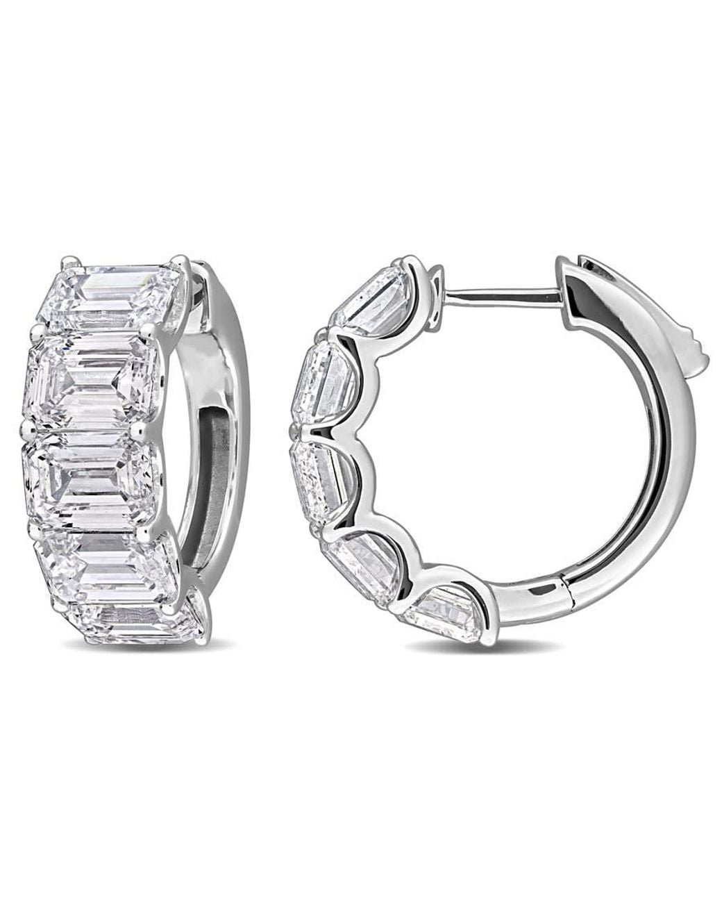 Created Forever Metallic 7 1/2Ct Tw Octagon Cut Lab-Grown Diamond Hoop Earrings for men