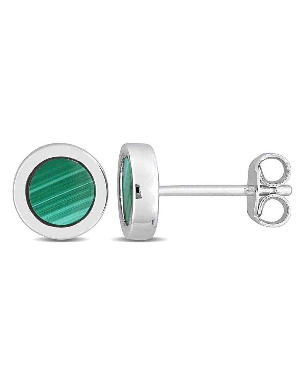 Amour White 5/8 Ct Tgw Malachite Stud Earrings for men