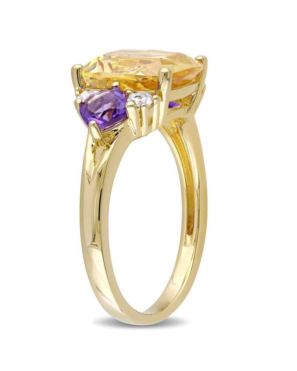 Amour Metallic 3 1/4 Ct Tgw Cushion-Shape Citrine, Amethyst And Topaz Ring for men