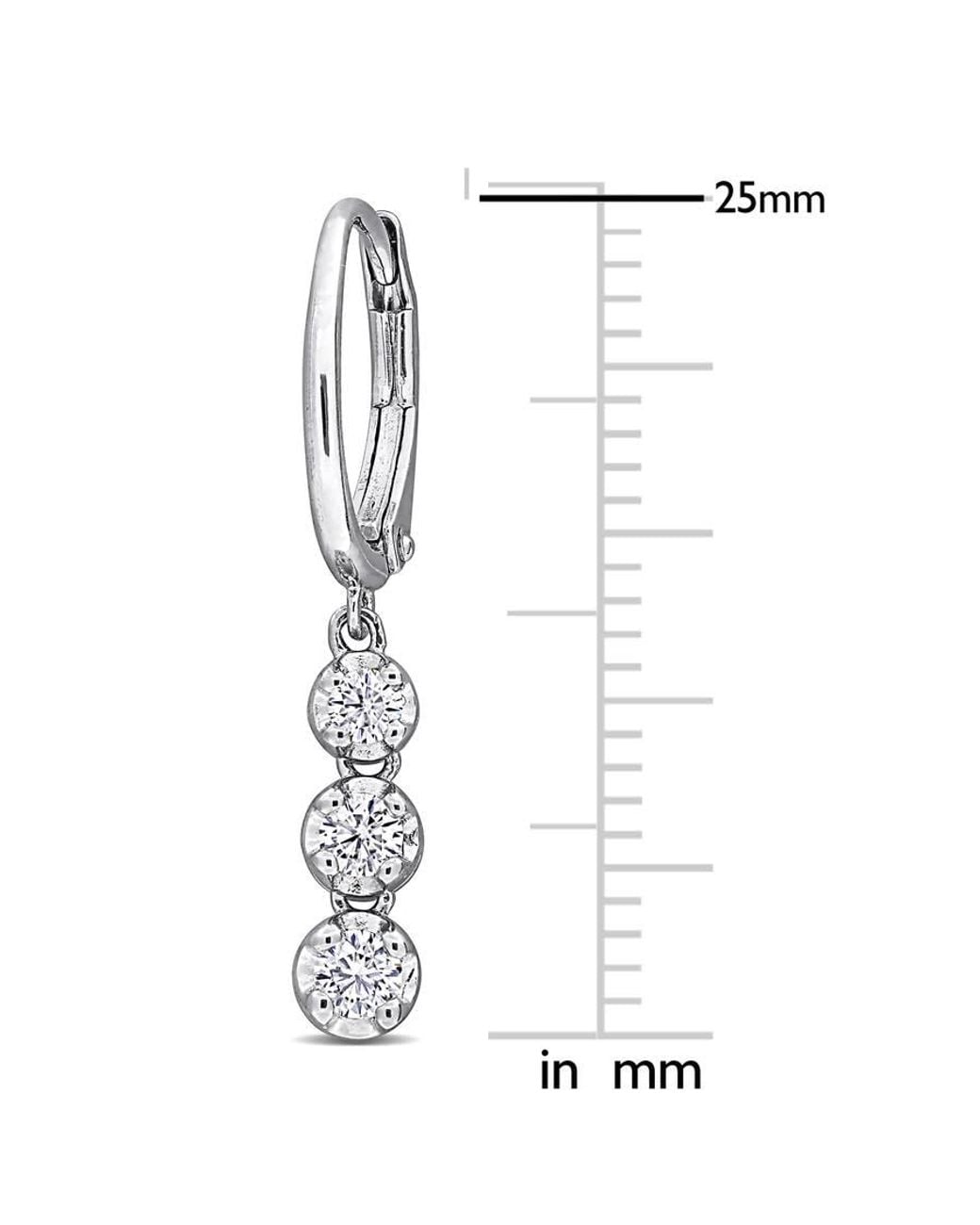 Created Forever White 1/2Ct Tw Lab-Grown Diamond 3-Stone Leverback Earrings for men