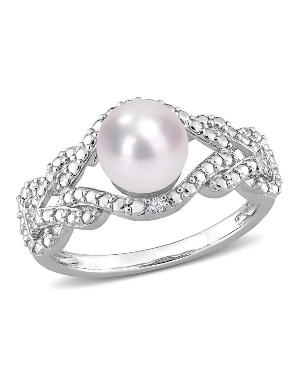 Amour Metallic 5Mm Freshwater Cultured Pearl And Diamond Accent Infinity Ring for men