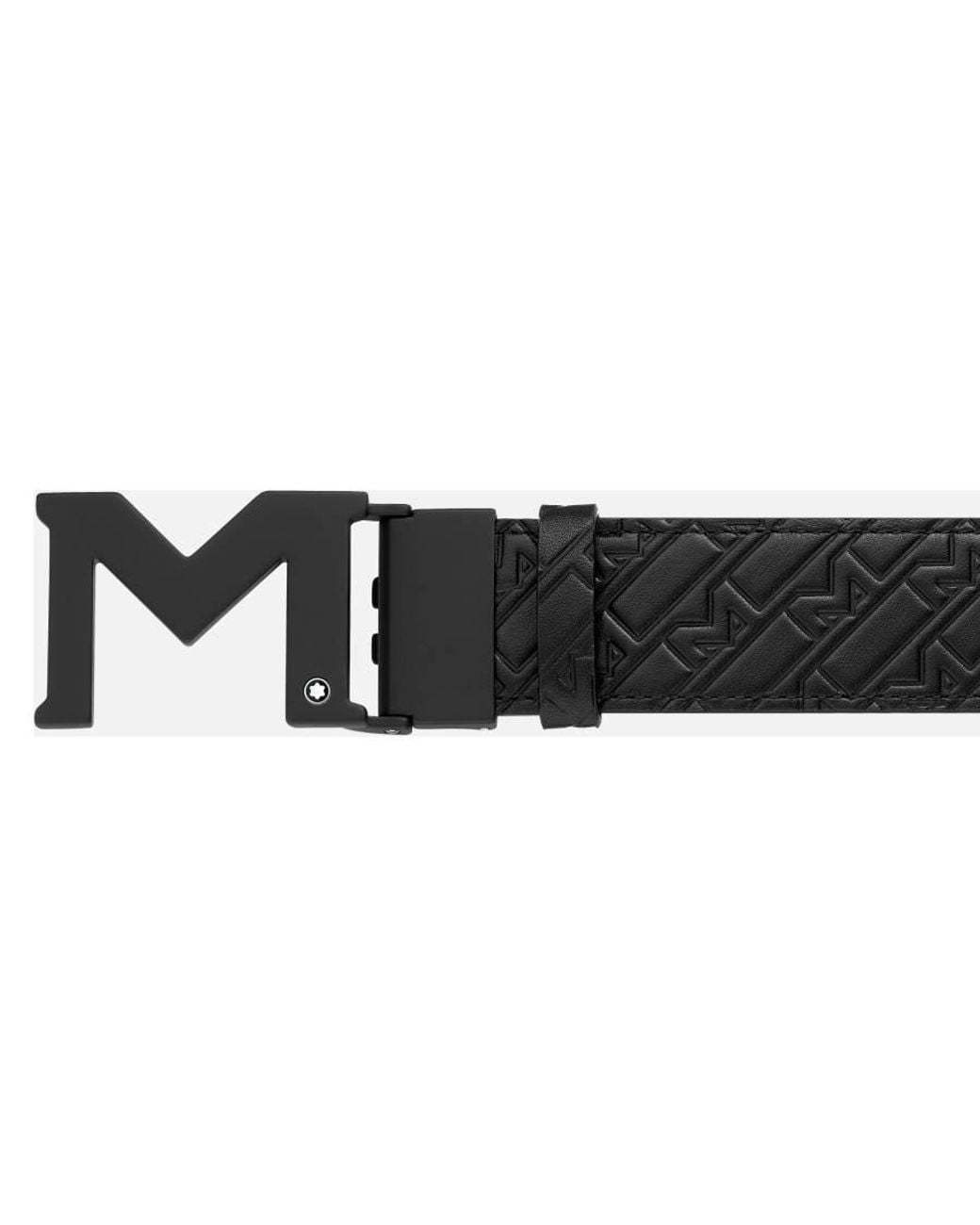 Montblanc Black M Shaped 35 Mm Reversible Leather Belt for men