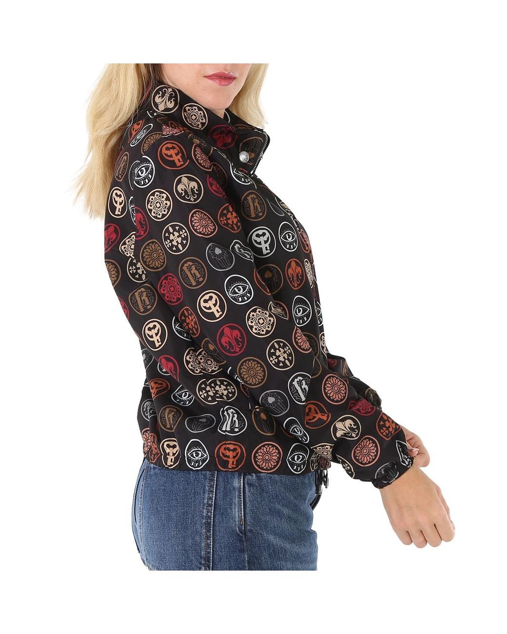 Roberto Cavalli Black Coin-Print Bomber Jacket, Brand Size 40 (Us for men