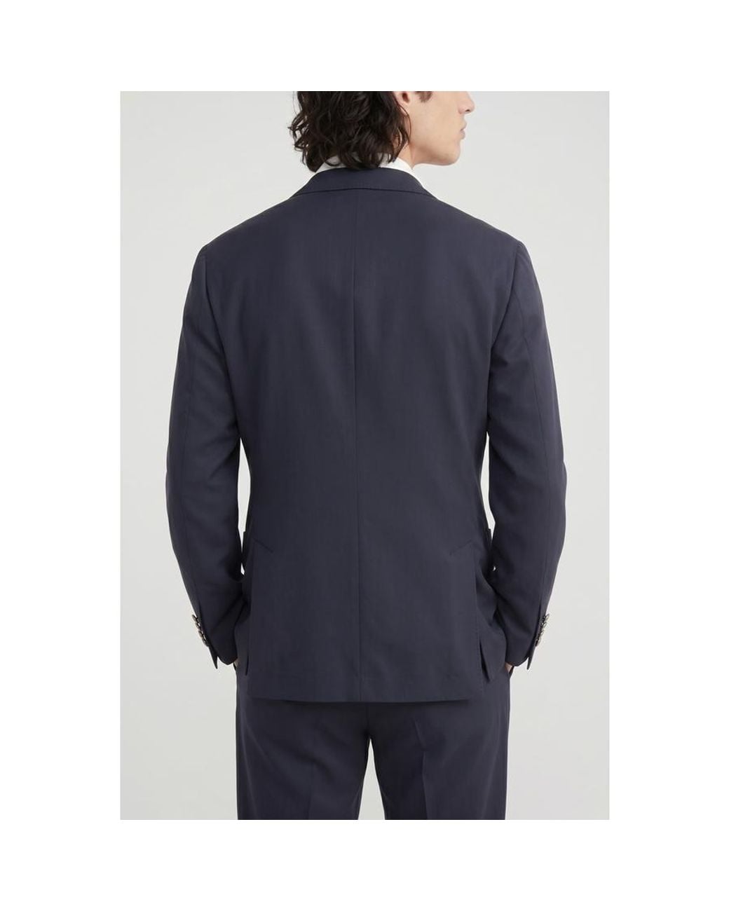 Brunello Cucinelli Blue Dark Silk Double Breasted Blazer, Brand Size 50 (Us for men