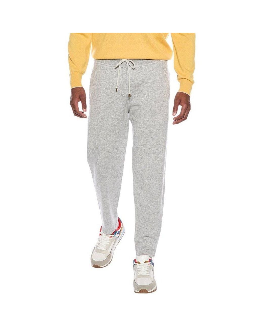 Brunello Cucinelli Gray Drawstring Knit Trousers, Size Large for men